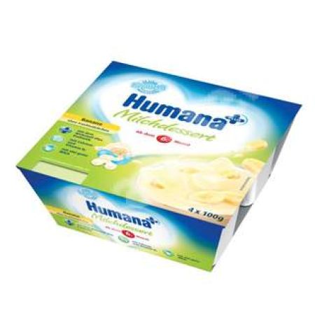 Desert iaurt cu Banane, Gr. 6 luni, 4 x 100 g, Humana