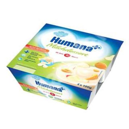 Desert iaurt, cu mere si caise, 6 luni, 4 x 100 g, Humana