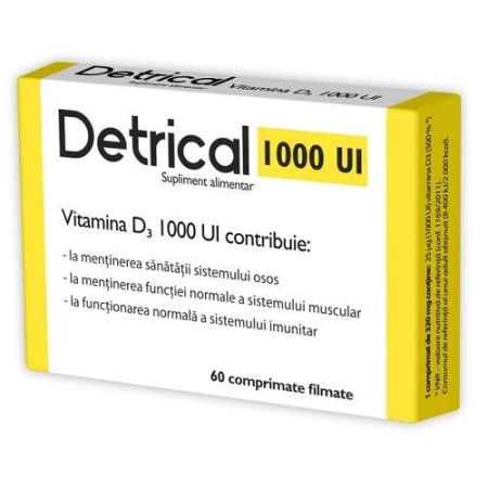 Detrical cu Vit D3 1000UI, 60cps, Zdrovit