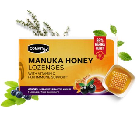 Dropsuri cu miere de Manuka si fructe de padure, 8 buc, Comvita