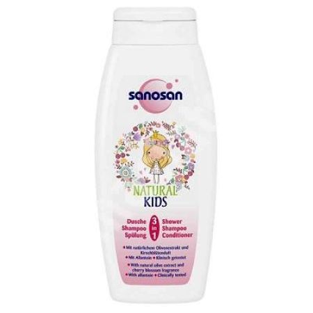 Sampon si balsam, pentru fetite, 3 in 1, 250 ml, Sanosan