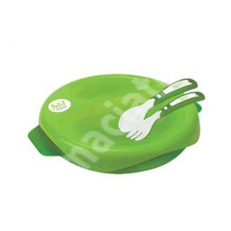 Farfurie termica 2 in 1 si set tacamuri Green, Petit Terraillon