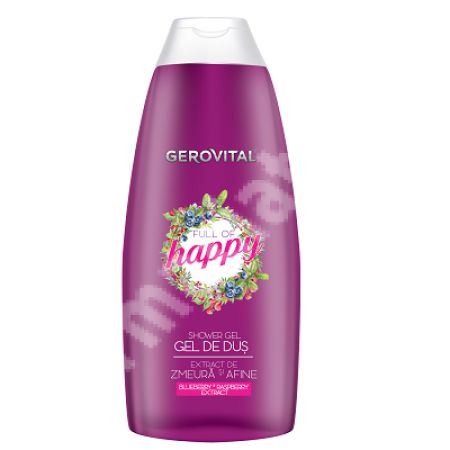 Gel de dus cu extract de zmeura si afine, Full of Happy Gerovital, 250 ml, Farmec