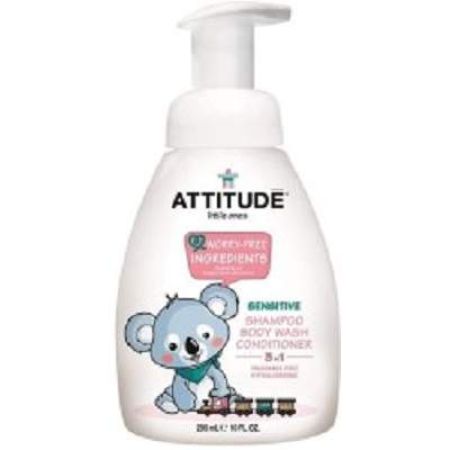 Gel de dus, sampon si balsam 3in1 fara parfum pentru bebelusi, 300 ml, Attitude