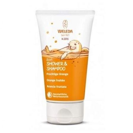 Gel de dus si sampon  pentru copii 2 in 1 Orange , 150 ml, Weleda