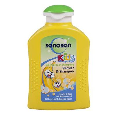 Gel de dus si sampon pentru copii cu aroma de banane, 200 ml, Sanosan