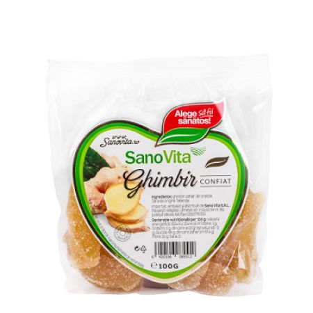 Ghimbir confiat, 100 g, Sanovita