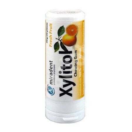 Guma de mestecat Fresh Fruit Miradent Xylitol Chewing, 30 bucati, Hager&Werkrn