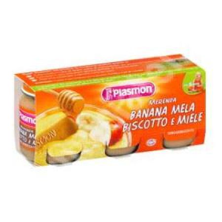 Gustare banana, mar, biscuiti si miere, Gr. +6 luni, 3x120 g, Plasmon