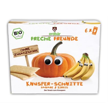 Gustare crocanta cu banane si dovleac Bio, 84 g, Freche Freunde