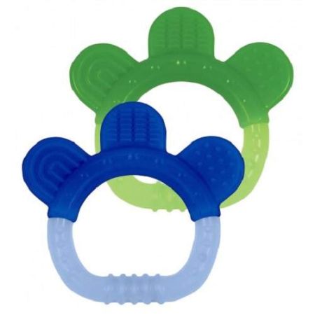 Jucarie din silicon pentru dentitie Blue&Green IPlay, 2 bucati, Green Sprouts