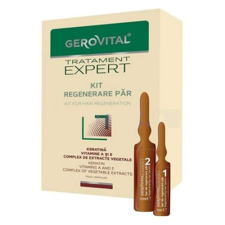 Kit regenerare par Tratament Expert, 10 fiole x 10 ml, 10 fiole x 5 ml, Gerovital