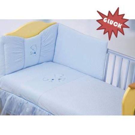 Lenjerie Bumbac 3 piese Blue Velur, +0 luni, 120x60 cm, Gluck Baby