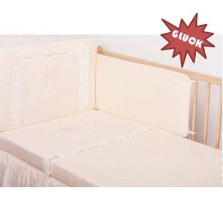 Lenjerie Bumbac 3 piese, Love Beige, +0 luni, 120x60cm, Gluck Baby