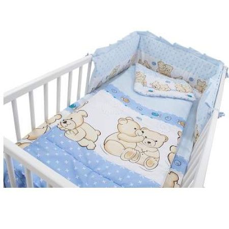 Lenjerie Completa Teddy Friends Blue, +0luni, 4piese, 120x60cm, My Kid