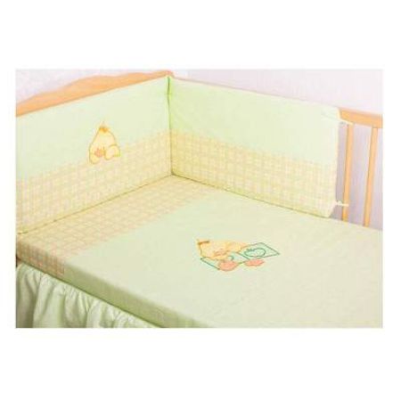 Lenjerie de pat din bumbac cu broderie Green Duck, 3 piese, Gluck