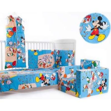 Lenjerie pentru patut Mickey, 60x120cm, BebeDeco