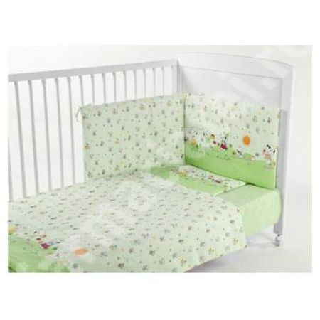 Lenjerie patut verde Snoopy catelusul, 3 piese, 140x90 cm, BebeDeco