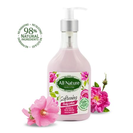 Lotiune de corp pentru catifelare cu apa de trandafiri si Althea, 260 ml, All Nature