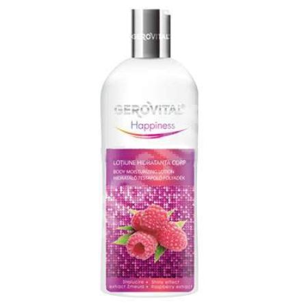 Lotiune hidratanta de corp cu extract de zmeura si efect de stralucire Gerovital Happiness, 200 ml, Farmec