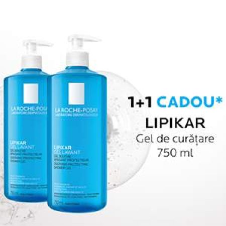 Mega Oferta Gel de dus calmant si protector Lipikar, 750 ml, 1+1 cadou, La Roche-Posay