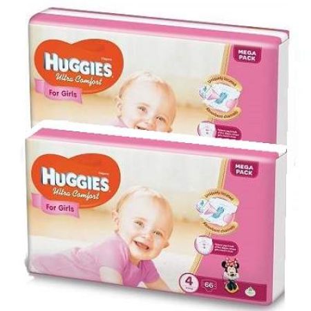 Mega Oferta Scutece UC Mega nr 4 Girl, 8-14 Kg, 132 buc, Huggies