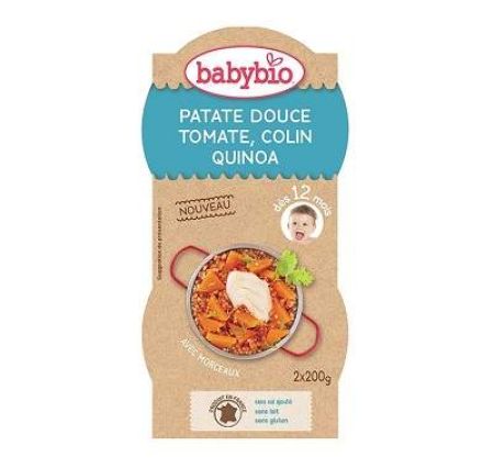 Meniu cu cartofi dulci, quinoa si cod, +12 luni, 2x200g, BabyBio