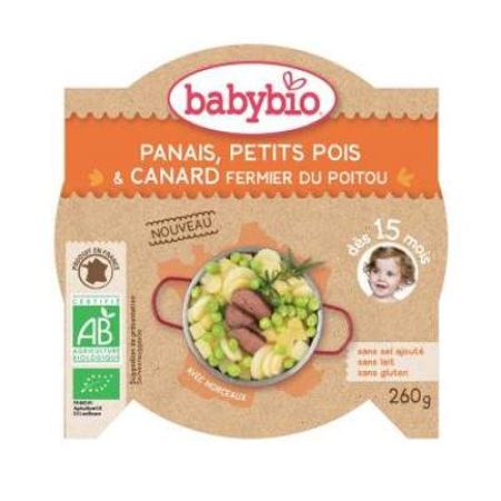 Meniu cu pastarnac, mazare si rata, Gr. 15 luni, 260 g, Babybio