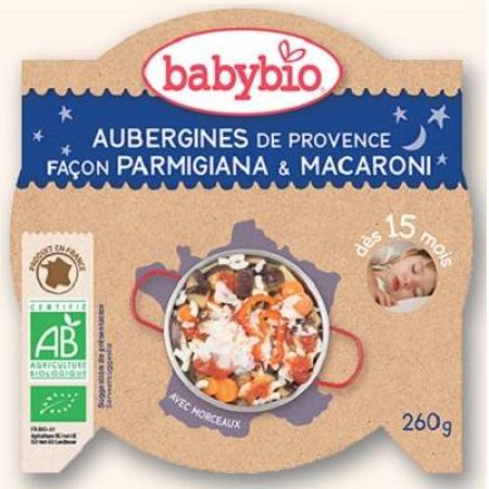 Meniu Vinete cu Parmezan si Macaroane,+15 luni, 260g, BabyBio