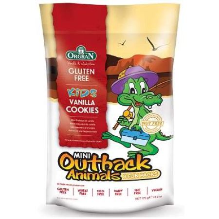 Mini fursecuri fara gluten cu vanilie Animalute, S2180, 175g, Orgran