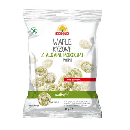 Mini rondele de orez cu alge de mare, fara gluten, 40 g, Sonko