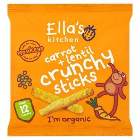 Mini sticksuri cu morcov si linte  organice, 15 g, Ella s Kitchen