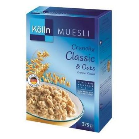 Musli clasic crocant, din ovaz cu vanilie, 375g, Kolln