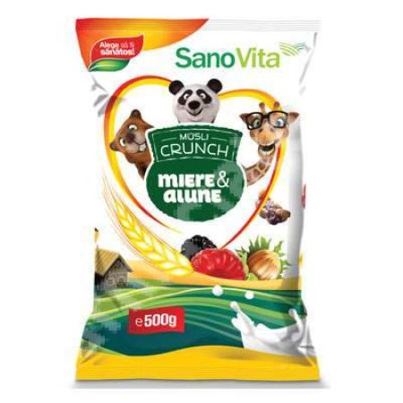 Musli crunch cu miere si alune, 500 g, Sanovita