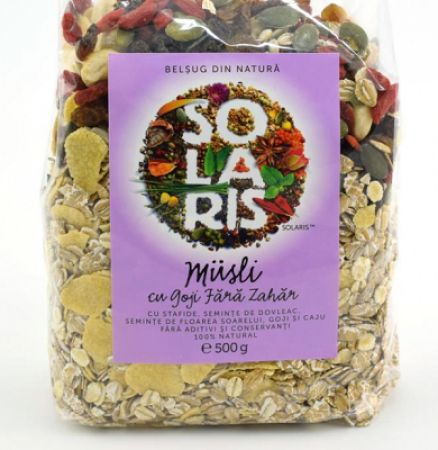 Musli cu goji  fara zahar, 500 g, Solaris