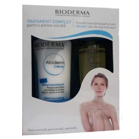 Oferta Pachet Atoderm Crema si Ulei de Dus, 500 ml 200 ml, Bioderma