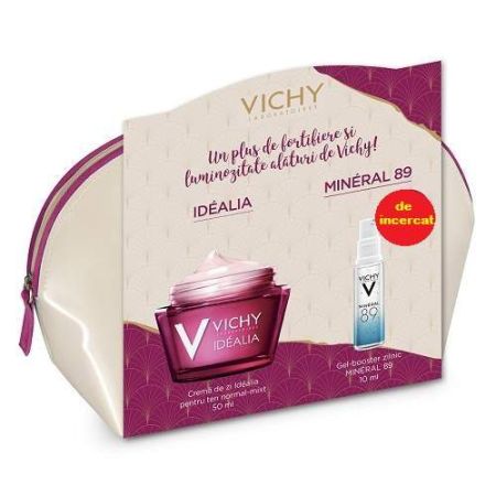 Oferta Pachet Crema energizanta ten uscat Idealia si Gel Booster Mineral 89, Vichy