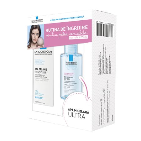 Oferta Pachet Crema hidratanta probiotica Toleriane Sensitive si Apa Micelara, 40 ml, La Roche-Posay