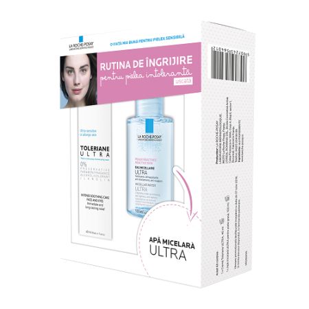 Oferta Pachet Crema intens calmanta pentru piele ultra sensibila si alergica Toleriane Ultra si Apa Micelara, 40 ml, La Roche-Posay