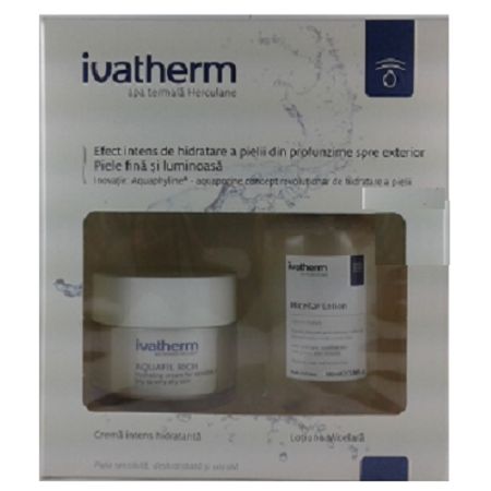 Oferta Pachet Crema intens hidratanta Aquafil Rich 50 ml si Lotiune micelara 100 ml, Ivatherm