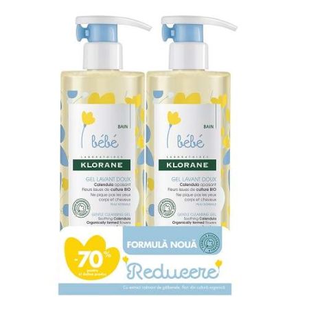 Oferta Pachet Gel spumant curatare delicata, 2x500 ml, Klorane Bebe