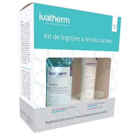 Oferta Pachet Ivapur K ingrijire ten acneic Crema si Gel Curatare, Ivatherm