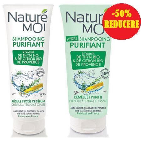 Oferta Pachet pentru par gras Sampon si Balsam Purifiant, Nature Moi