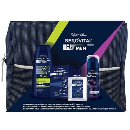 Oferta Pachet Sampon hidratant, Lotiune dupa ras si Deodorant Wild Gerovital Men H3, Farmec