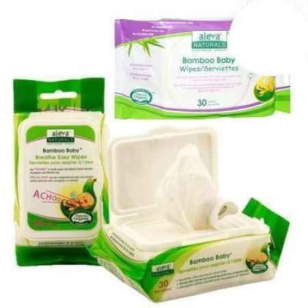 Oferta pachet servetele umede pentru respiratie usoara, 30 bucati, Aleva Naturals