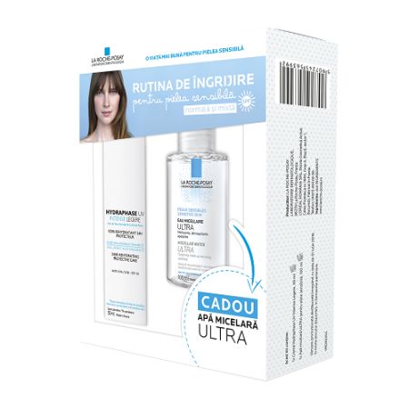 Oferta Pachet Tratament pentru ten sensibil Hydraphase Intense Legere UV si Apa Micelara, 50 ml, La Roche-Posay