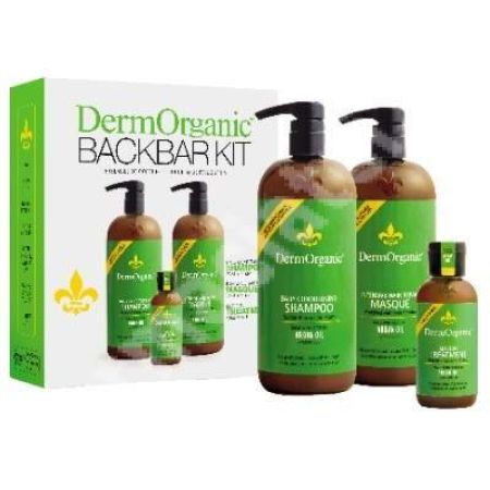 Pachet Back Bar Sampon, 1L + Masca, 1L + Tratament Leave-In, 120 ml, DermOrganic