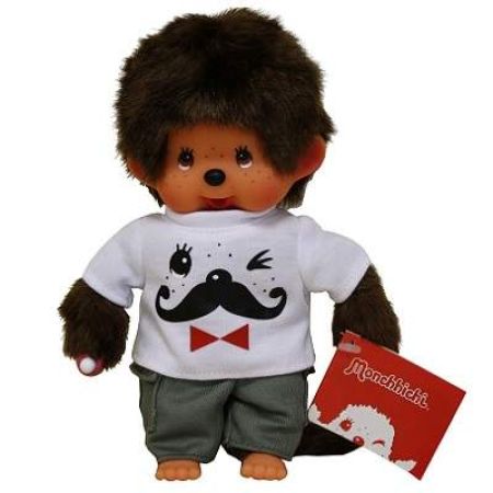 Papusa Baietel cu tricou Moustache, +3 ani, 252660, Monchhichi