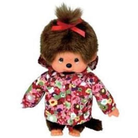 Papusa fetita cu parka inflorata, +3 ani, 20 cm, Monchhichi