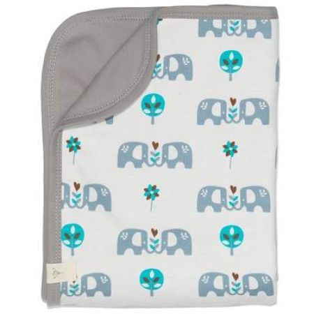 Paturica din bumbac organic, Elefant Blue, 80x100 cm, F32038, Fresk